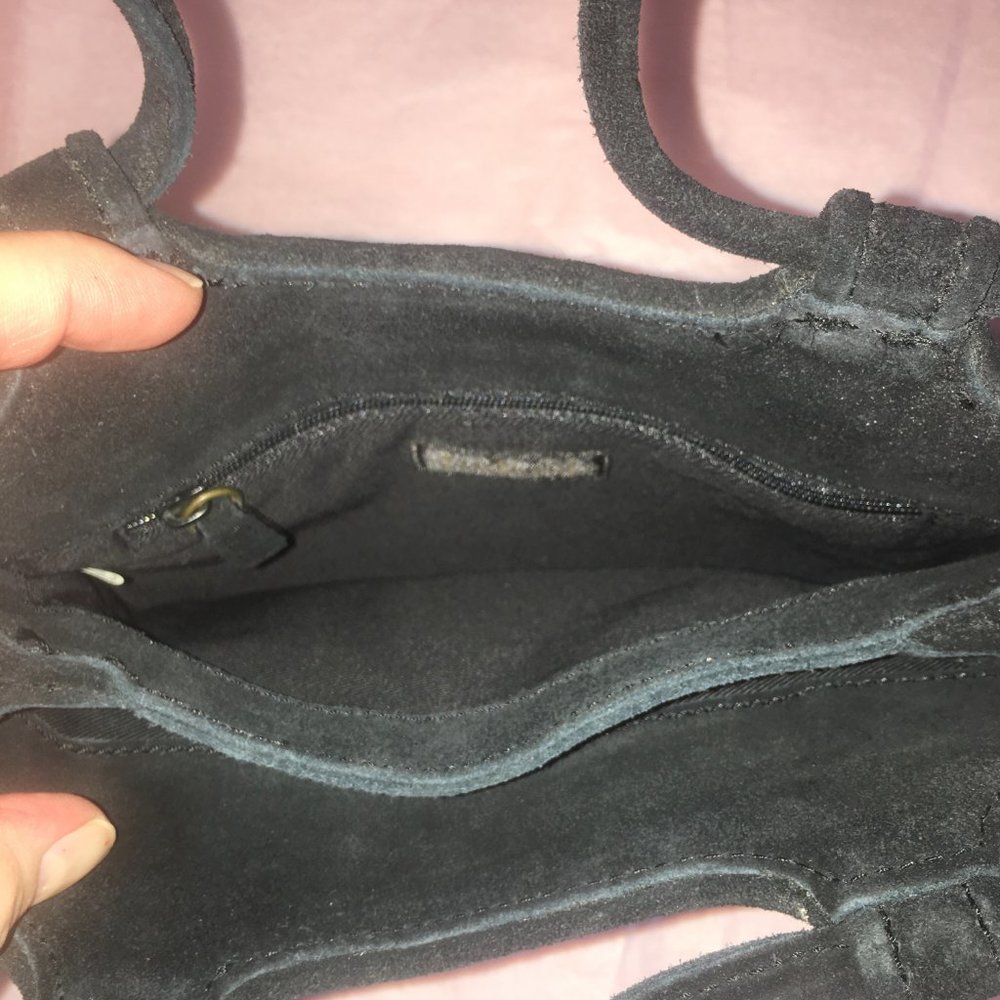 Sold Vintage Indeed Sm Black Suede Embellished Bag - Picture 3 of 5